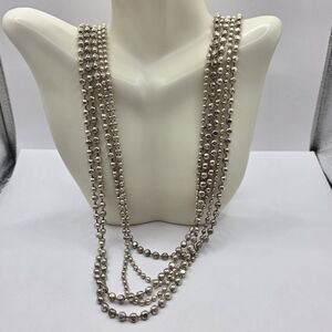 5-Strand Necklace Silvertone Unique 27"